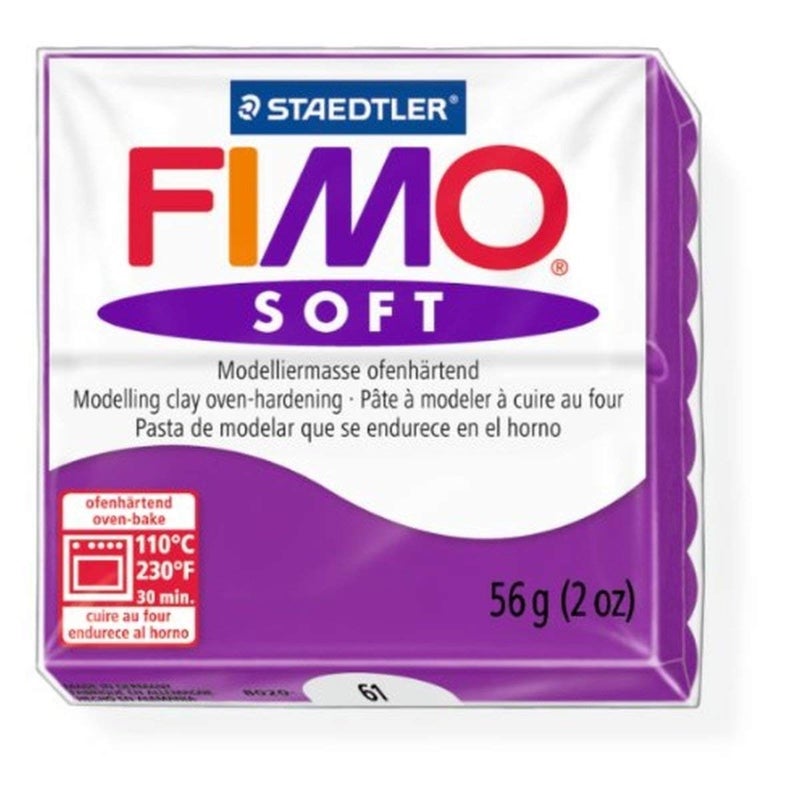 Staedtler Fimo Soft Purple (61) Oven Bake Modelling Clay Moulding Polymer Block Colour 56g (1 Pack)
